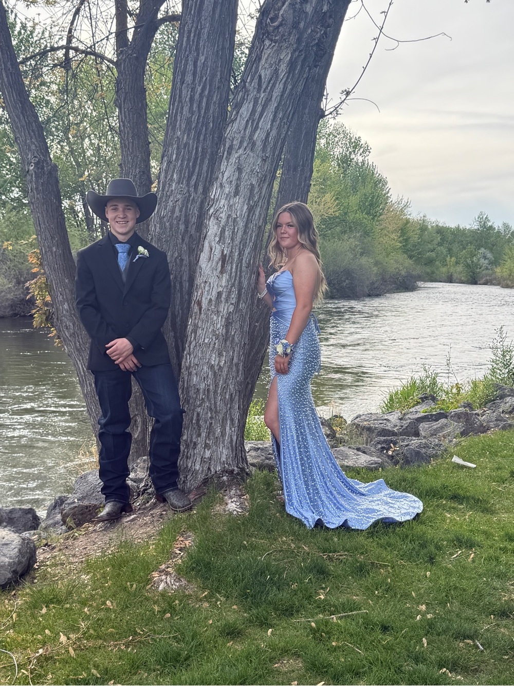 Sherri Hill Light Blue Beaded Strapless Prom Dress - Picture 4 of 4